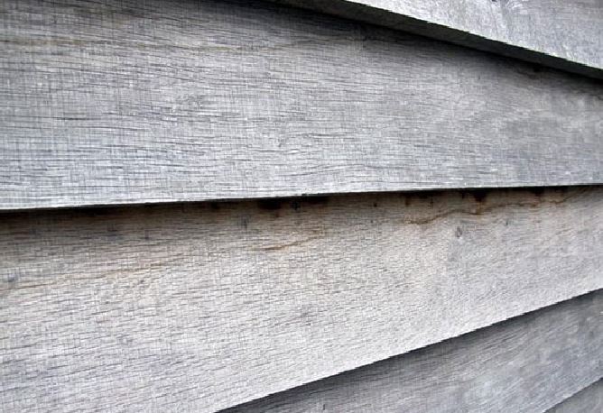 oak cladding weatherd to a silver-grey colour